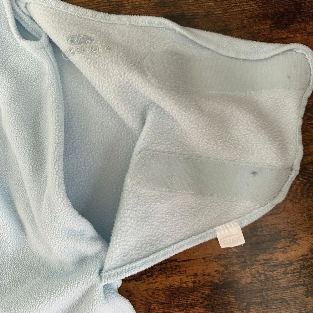 HALO SleepSack Swaddle Kids 0-3M Blue Microfleece 3-Way Adjustable Double Zipper